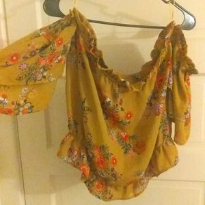 Cropped flowy off shoulder top